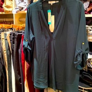 CALVIN KLEIN HUNTER GREEN BLOUSE NWT LARGE